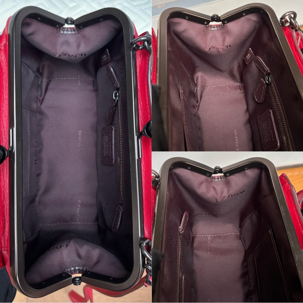 COACH Kisslock Dreamer 21 With Quilting And Rivets Red - Picture 11 of 15